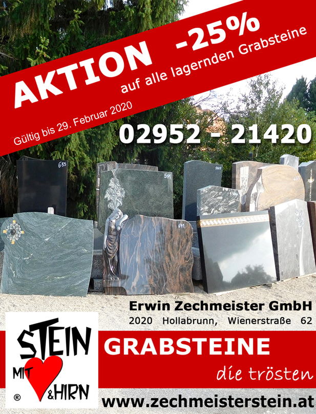 Grabsteinaktion -25% auf alle lagernden Grabsteine in Hollabrunn Horn und Ernstbrunn