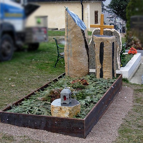 Zechmeister - Kreative Grabsteine mit Einfassung aus Edelrost - Kierling bei Klosterneuburg